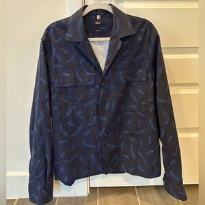 Boss Patterned Blue Button Up Shirt